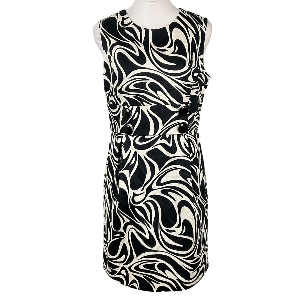 MICHAEL KORS Sheath Dress NWT NEW Black White 10 Art Retro Print Career Pockets